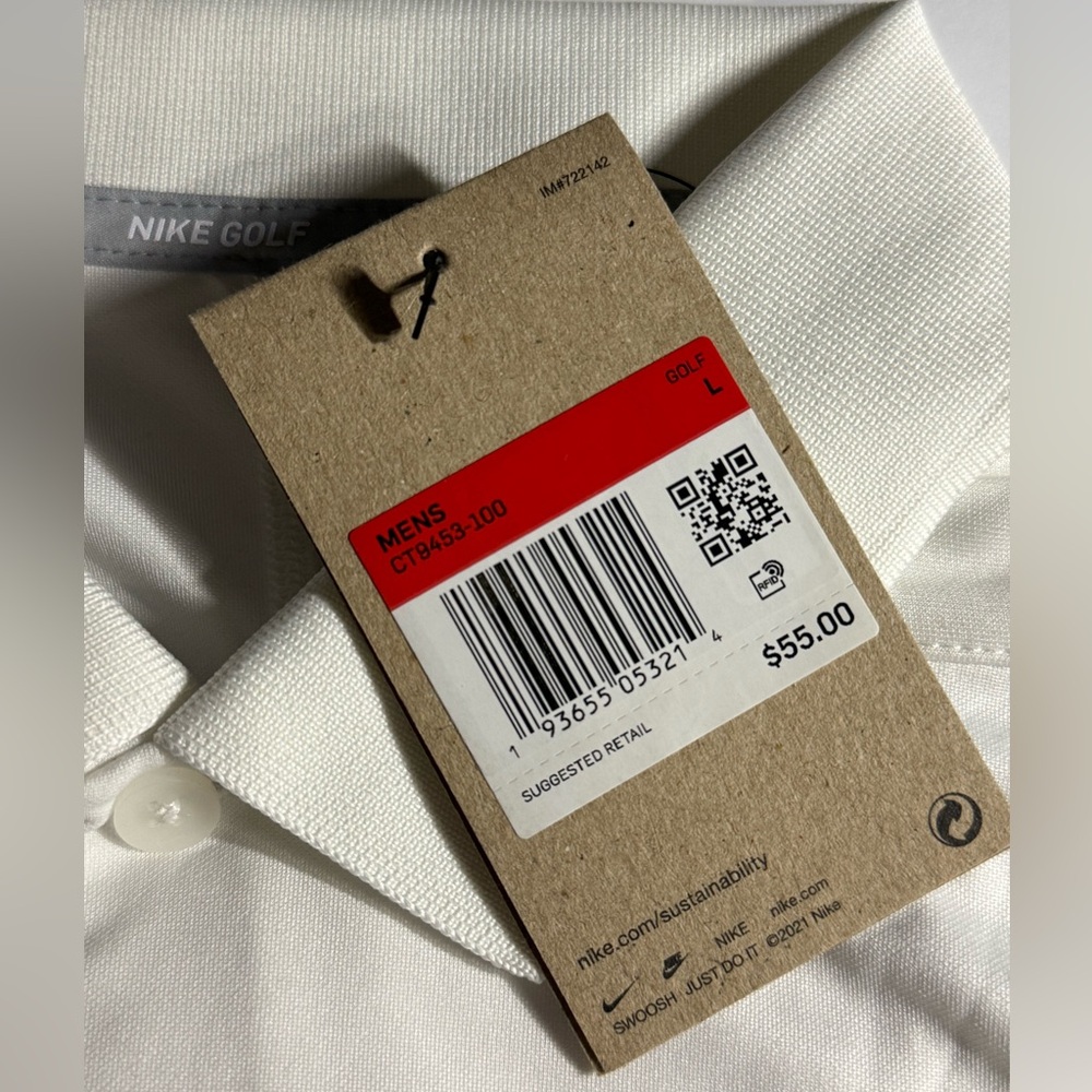 NWT Men's Nike White Dri-FIT Golf Polo, Size Extra Large - Picture 6 of 6